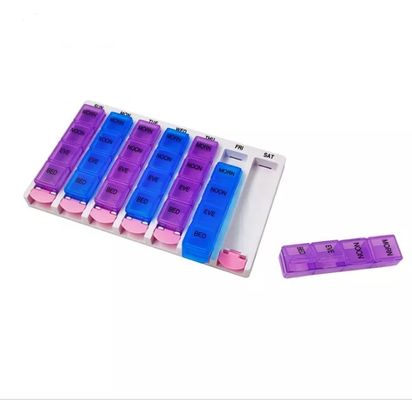 Weekly Pill Box with 4 Cases Daily MORN NOON EVE BED Detach Button 28 Pill Storage Cases Smart Pill Organizer