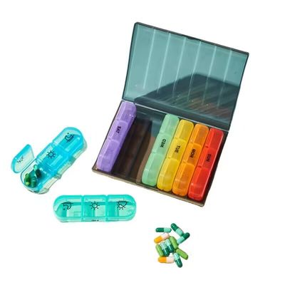Outdoor Travel Portable Leather Case Color 21 Grid PP Medicine Box 8cm Size 2.5cm Length Pill Dispenser Box