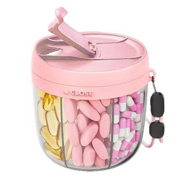 Small Pill Dispenser,with 7 Large Compartments,Portable Pill Bottle Organizer with Wide Opening