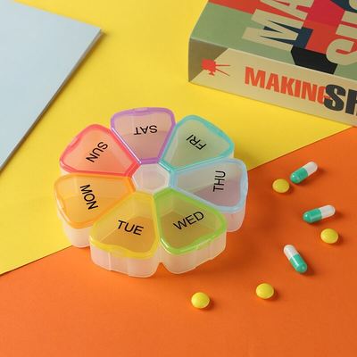 Nice Flower Shape  7 Days Weekly  Pill Box case Storage Fancy Plastic Box Mini Decorative Cases  Boxes Container