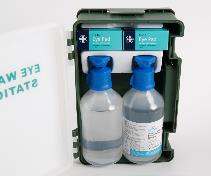 Caixa de lava-olhos com
2 frascos de 500 ml de lava-olhos